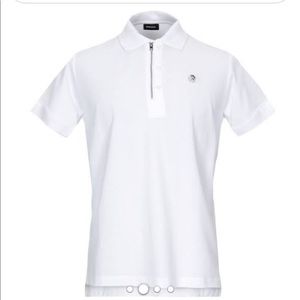 Diesel white polo with zipper